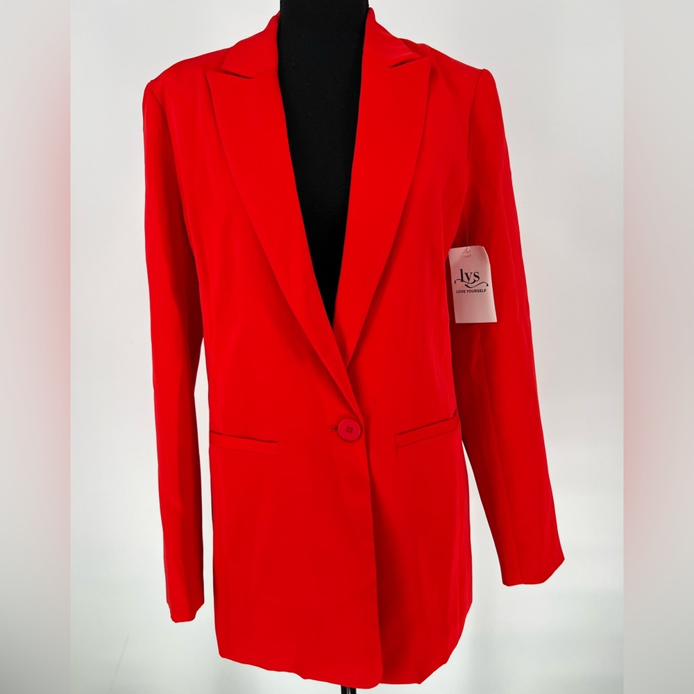 LOVE‎ YOURSELF RED CHIC BLAZER, FULLY LINED, SINGLE BUTTON, PADDED SHOULDERS